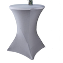 24x43 Inch Grey Cocktail Tablecloth Spandex Round Fitted Table Cover for Wedding Banquet Event Party