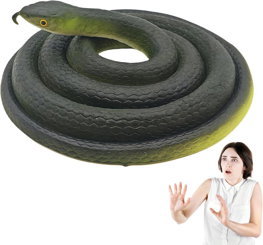 Realistic Fake Rubber Snake,Garden Lifelike Snake to Keep Birds Away Scare Squirrels, Prank Fake Snake