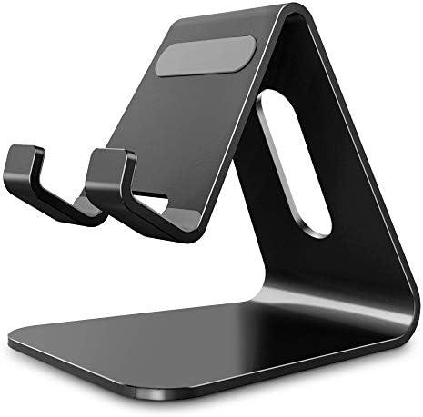 CreaDream Cell Phone Stand, Cradle, Holder, Aluminum Desktop Stand Compatible with Switch, All Smart Phone, iPhone 11 Pro Xs Max Xr X Se 8 7 6 6s Plus SE 5 5s-Black