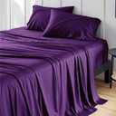 Bedsure Queen Sheet Set, Rayon Derived from Bamboo, Cooling Sheets, PureWoven, Breathable & Soft, Deep Pocket Up to 16 Inches, Hotel Luxury Silky Bedding for Hot Sleepers, Plum