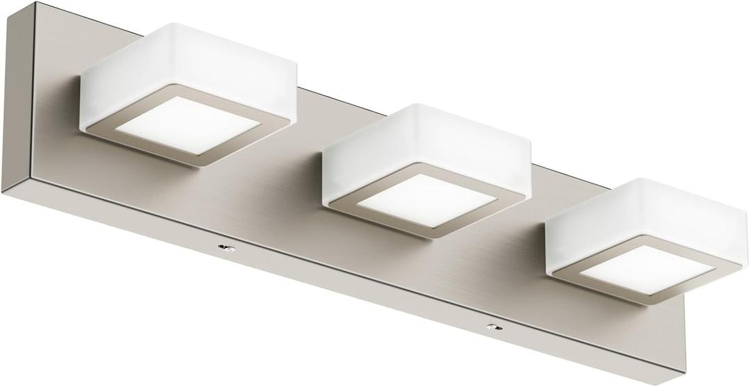 Ralbay Brushed Nickel Bathroom Vanity Lights Metal Acrylic LED Modern Bathroom Wall Lighting Fixtures Brushed Nickel, 20 inch