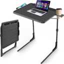 TV Tray Table, Folding TV Dinner Tray Table with Cup Holder, 6 Height & 3 Tilt Angle Adjustable Laptop Table for Couch, Bed