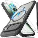 for Google Pixel 10 Pro Case with Magsafe Magnetic Slim Shockproof Protective Case,Translucent Matte Back with Lanyard Strap and 2 * 9H Tempered Glass Screen Protector Phone Cover 6.3-inch-Black