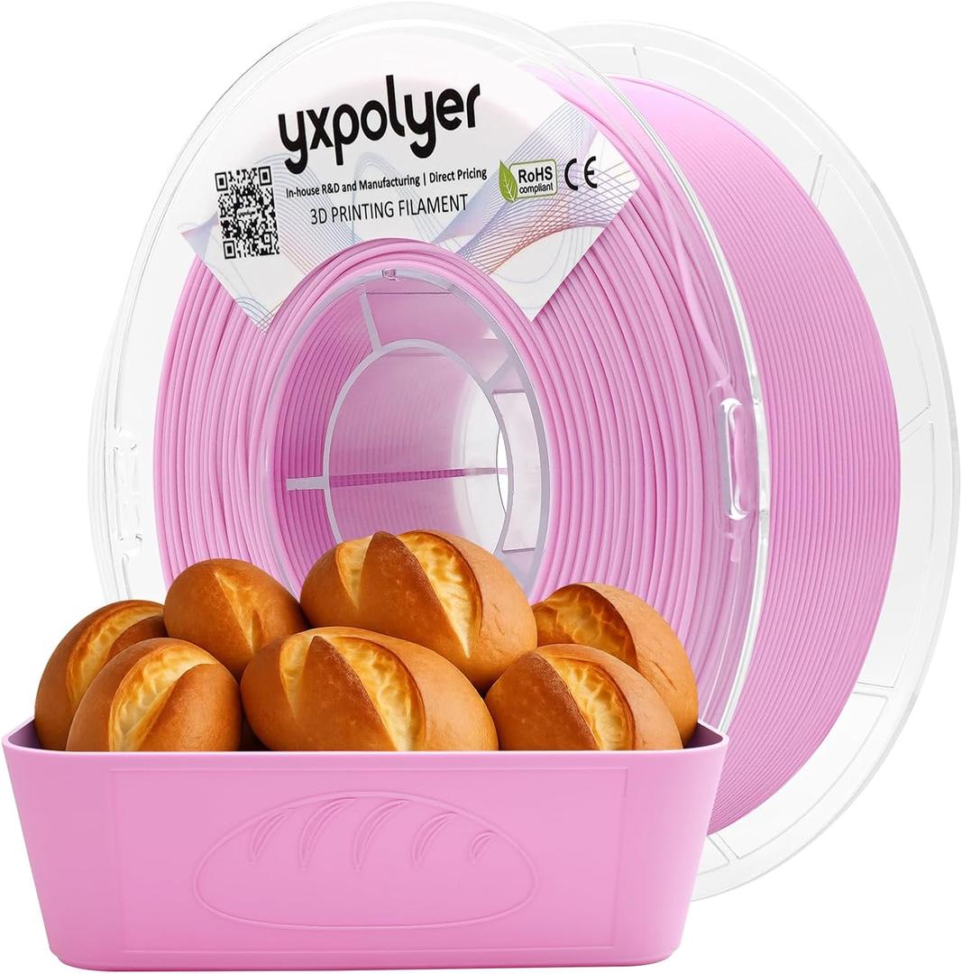 YXPOLYER PLA Filament Food Grade 1.75mm 1kg for 3D Printing, Food Safe 3D Printer Filament AMS-Compatible, Pastel Pink