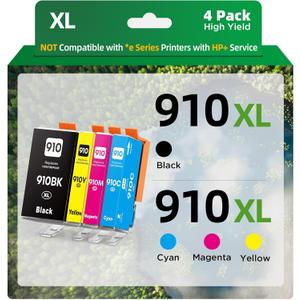 910XL Ink Cartridges Combo Pack for HP 910 910XL Work for HP OfficeJet 8010 8015 8018 8022 OfficeJet Pro 8020 8025 8028 8035 Printer (4 Pack, B/C/Y/M)