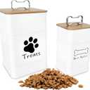 Dog Treat Container w/ Airtight Bamboo Lid 2 Pack - Farmhouse Large Treats Jar - Dog Treat Jars for Kitchen Counter - Dog Treat Jar - Metal Canister for Cookies & Biscuits - Pet Treat Container