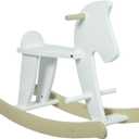 Qaba Wooden Rocking Horse Toddler Baby Ride-on Toys for Kids 1-3 Years with Classic Design & Solid Workmanship, White