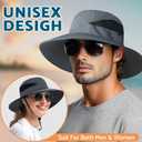 PFFY Sun Bucket Hats for Men Women 3 Wide Brim UPF 50+ Fishing & Beach Hat (Beige)