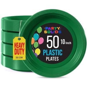 Exquisite Party Solids Sturdy Green Plastic Plates 10" Party Plates 50 Pcs