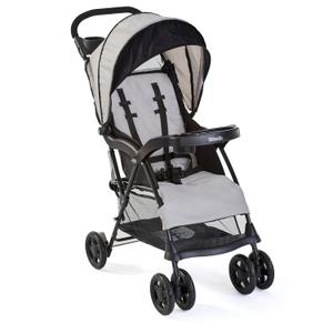 Kolcraft Cloud Plus Lightweight Toddler Umbrella Baby Stroller with Large Storage Basket and Canopy, Reclining Seat, Child and Parent Trays, Compact Easy Fold for Summer Travel - Slate Gray (Slate Gray (Wheel Color May Vary))