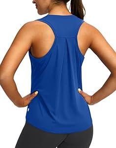 Women's Workout Tops Racerback Athletic Tank Tops Sleeveless Loose Fit Yoga Running Gym Shirts for Women (Royal Blue,XL)