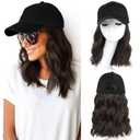AISI QUEENS Hat Wig Hat with Hair Attached for Women Cap with Hair Attached for Women Baseball Cap Wig Extensions Short Wave Synthetic Adjustable for Daily Use (16 Inch, 4)