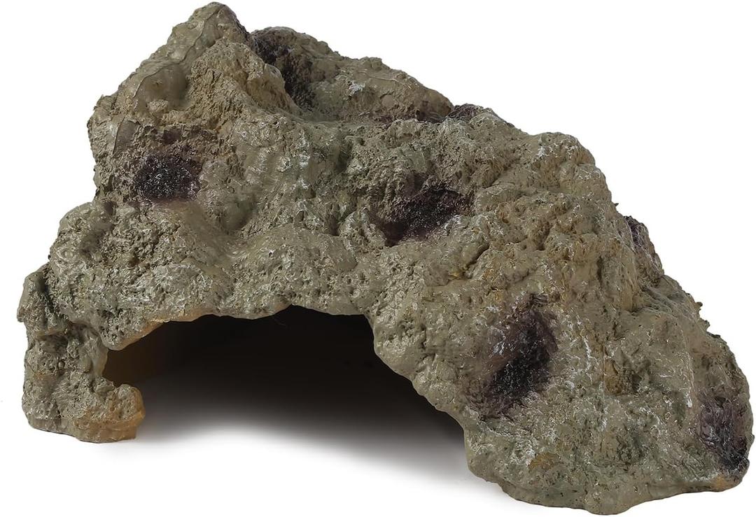 IBWell Resin Leopard Gecko Hide, True to Nature Reptile Rock for Bearded Dragon Hideout Snake Hides for Ball Pythons, Tortoise House Terrarium DCor - Meidum