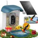 Bird Feeder with Camera 5MP Live Video, Solar Powered Smart AI Identify Birds Species, 2.4G WiFi Camera with Squirrel-Proof, 2-in-1 Bird Bath, Instant Arrival Alerts, Ideal Gifts for Birdlovers