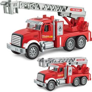 Toddler Boy Toys, Fire Trucks for Toddlers 3-5, Lights Music Toy Cars with 1 Rotating Extend Ladder, Firetrucks with 2 Opening Doors, Baby Toys for 3 4 5 6 Year Old Boy, Kids Christmas Birthday Gift