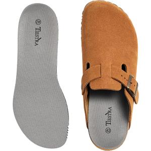 TIESTRA Cork Insoles for Crocs & Clogs-Wide Fit Thin Shoes Inserts for Birkenstock | Mules | Sneakers | Flats | Garden Sandals & Nurse Shoes Comfort Replacement Inner Soles for Mens Gray EU44/US11