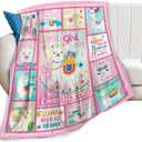 SweetFox Just A Girl Who Loves Llama Blanket, Alpaca Decor Throw Blanket Gifts for Girls Boys Lovers Super Warm Soft Plush Fleece Flannel Winter Bedding Blankets for Kids Adults Men Women 50"X40"