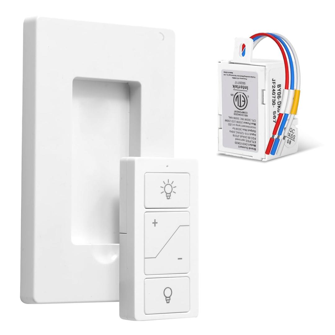 Wireless Dimmer Switch, Remote Light Switch and Receiver kit, Work with Alexa Voice Control, Smart Wall Switch Lighting Fixture for Dimmable LED/CFL INC/HAL Bulb of Ceiling Pendant Lamps