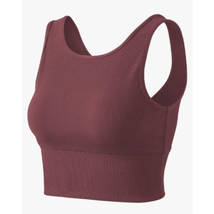 Workout Crop Tank Tops for Women Solid Comfort Sleeveless Shirts for Casual Sports Fitness Yoga Reversible Ribbed Tops M