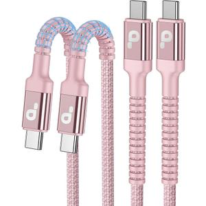 USBC Cable 10FT, 2Pack Long USBC Fast Charging Cable, Nylon Braided USB C to USB C iPhone Charger Cord Compatible with iPhone 17/16/15/Pro Max/Plus/Samsung Galaxy S23/LG and More Pink