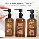 HOMCDALY Shampoo and Conditioner Dispenser Set of 3, 21oz Shower Soap Bottles with Pump, Refillable Shampoo Conditioner Body Wash Dispenser, Empty Bathroom Shower Shampoo Bottles(P-Brown)