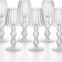 Remerry 6 Pcs Crystal Candle Holders Lamp Shaped Crystal Tealight Candle Holders Table Centerpiece for Home Wedding Engagement Birthday Party Events Dining Table Decoration (Clear)