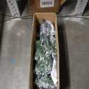 Annecy 4Ft Pre-Lit Flocked Pencil Christmas Tree, Artificial Fir Snow Slim Skinny Christmas Tree for Home, Office, Party Decoration w/ 307 Tips, 100 Warm White & Multi-Color Lights, Metal Hinges&Base