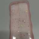 ZTOFERA for Samsung Galaxy A14 4G/5G Case 6.6",Cute Curly Wave Case with Star Glitter,Clear Shiny Bling Soft TPU Shockproof Phone Protective Cover for Women Girls-Pink