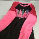 Leopard Christmas Trees Snowflake Sequined Splicing Blouse T Shirts for Women Xmas Vacation Casual Long Sleeve Tees Tops (Small, Black/Pink-3)