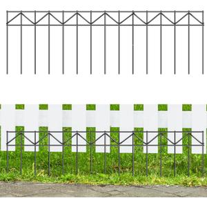 5 Pack 32" L x 10" H Animal Barrier Fence, No Dig Fence Patented Product, 5.5mm Galvanized Stakes with 2.1" Spacing, Anti Digging for Dogs Outdoor Yard Patio, Total 13.3Ft(L) X 10in(H) Black