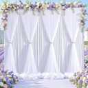 White Tulle Backdrop Curtain for Wedding Parties,10ft x 10ft Wrinkle Free Curtain Backdrop,2 Layer Drapes for Backdrop, Polyester Wedding Back Drop for Bridal Shower Birthday Baby Shower Photography
