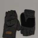 Thermal Insulation Fingerless Texting Wool Gloves for Women and Men Winter Warm Knitted Convertible Mittens Flap