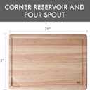 Dexas Rubberwood Pour Spout Cutting Board 21" x 15" x 1" | Juice Groove, Easy-Pour Corner, Heavy-Duty Wood Board for Carving & Chopping