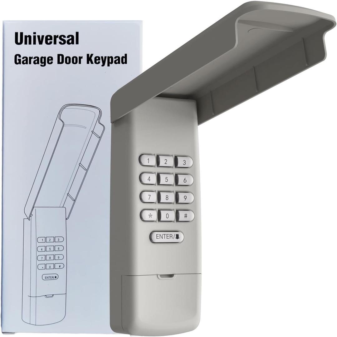 Universal Garage Door Opener Keypad Remote Wireless Keyless Keypad Compatible with Genie LiftMaster Chamberlain Craftsman Linear Overhead Door Wayne Dalton Opener has Learn Button or Dip Switch