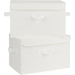GRANNY SAYS Storage Bins with Lids, Fabric Storage Boxes, Closet Organizers and Storage, Ivory White, 2-Pack