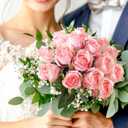 12Pcs Realistic Fake Light Pink Roses Faux Flowers with Long Stems, Artificial Silk Rose Flowers for Valentines Day Home Wedding Decor Bridal Bouquet