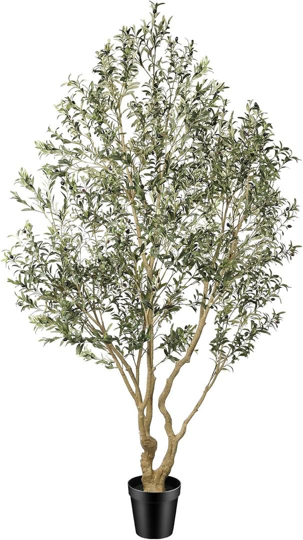Tall Artificial Olive Tree 9ft, Large Faux Olive Tree, Fake Olive Tree with Realistic Branches and Lifelike Fruits, Olive Trees Artificial Indoor for Home Office Living Room Decor