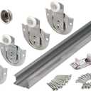 Prime-Line 163590 By-Pass Closet Track Kit, 60 In., 2-Door, Brass-Plated Pulls, Adjustable (1 Kit)