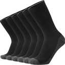 ONKE Max Full Cushion Crew Socks for Men Heavy Duty Work Boot Steel Toe Workout Athletic Thick Warm Moisture Wicking Control (13-15, Black2)