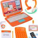 Pretend Play Home Office SetToy Kids Laptop,2 Cell Phones,LCD Writing Tablet,Pop Fidget Calculator,Headset & Beverage Cup for Toddlers(Ages 3+)Work Simulation Play