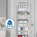 JARLINK 2 Pack Over The Door Organizer, 5 Shelf Door Hanging Organizer with 5 Large Pockets, 44 lbs Weight Capacity Hanging Storage for Bathroom, Bedroom, Nursery, RV, Pantry (Light Grey)