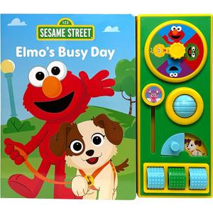 Sesame Street Elmo, Tango, and More! - Elmo's Busy Day - Sensory and Fidget Toy Style Board Book - Satisfying Tactile Play - PI Kids