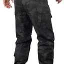Men's Tactical Pants | Water Resistant Camo Cargo Pants Ripstop EDC Work Hiking Pants with 10 Pockets No Belt (Black)