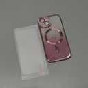 Bonoma Compatible with iPhone 14 Case Support for MagSafe, Plating Heart Glitter Magnetic 2* Screen Protector TPU Camera Protection Back Cover for Girls Women -Pink