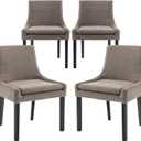 COLAMY Modern Dining Chairs Set of 4, Upholstered Corduroy Accent Side Leisure Chairs with Mid Back and Wood Legs for Living Room/Dining Room-Camel