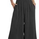 Nfsion Womens Summer Casual Jumpsuits Square Neck Sleeveless Spaghetti Strap Wide Leg Long Pant Rompers Overalls With Pockets, Size XXL