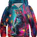 RAISEVERN Boys Girls Hoodies Kids Sweatshirts Pullover Hooded 3D Print Graphics Lightweight Hoody 6-16T (Blue)