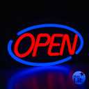 MaxLit- Oval Shaped LED Tube Neon Open Sign -Large Size -24'' X 12'' (Blue/Red)