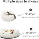 Calming Donut Cuddler Dog Bed, Round Fluffy Pet Bed for Large Dogs,Washable, Large, White, 30''