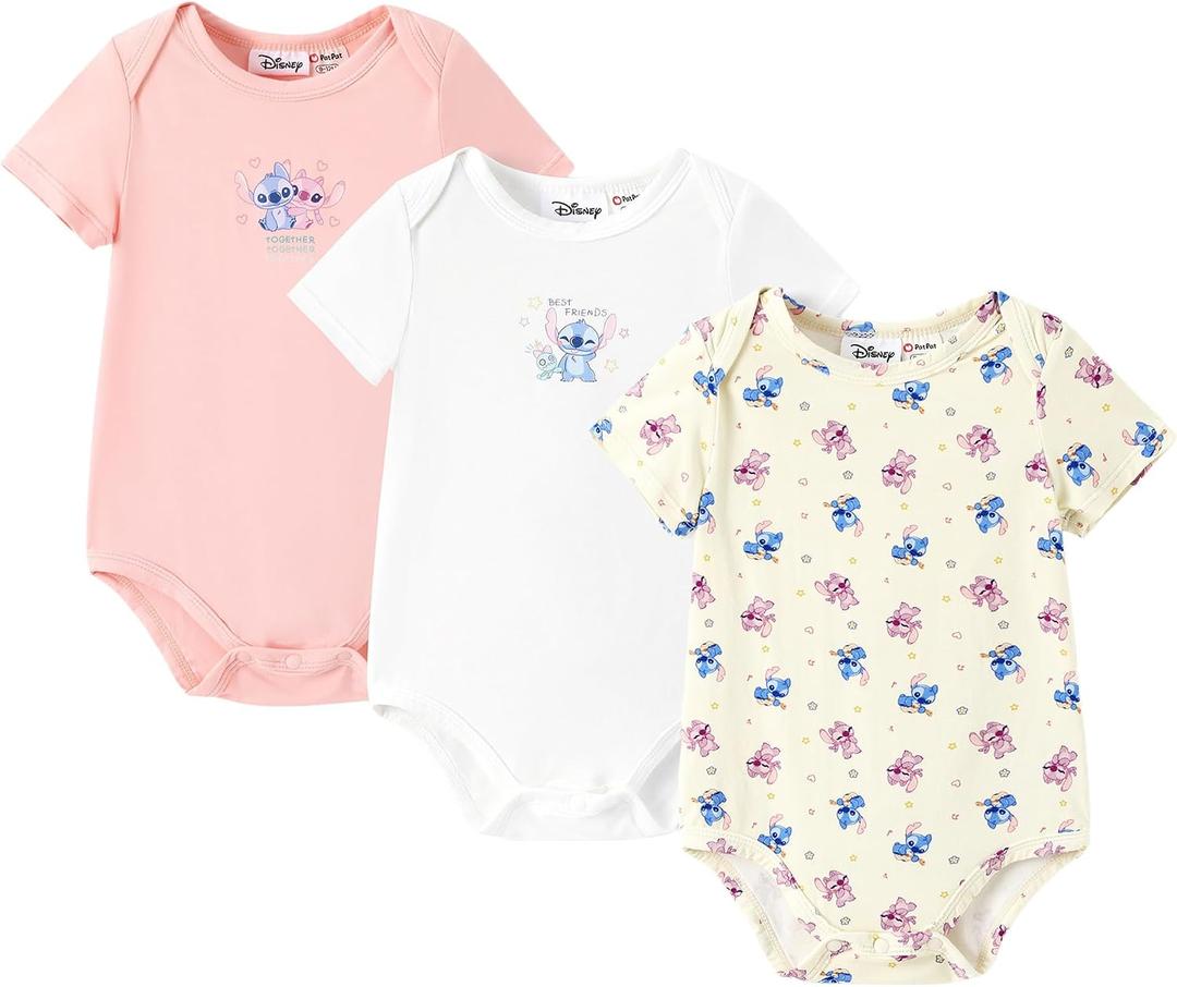 Disney Baby Viscose Made from Bamboo 3-Pack Short Sleeve Bodysuits Nb-Inf